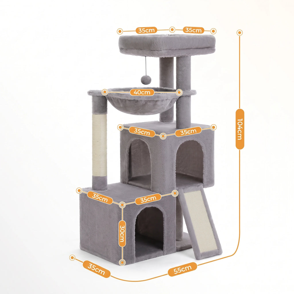 Schéma coté de l'arbre à Chat pour Chaton avec toutes les dimensions