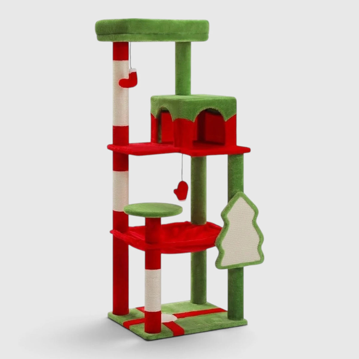 Arbre à Chat Sapin sapin de Noël de 143 cm vert et rouge
