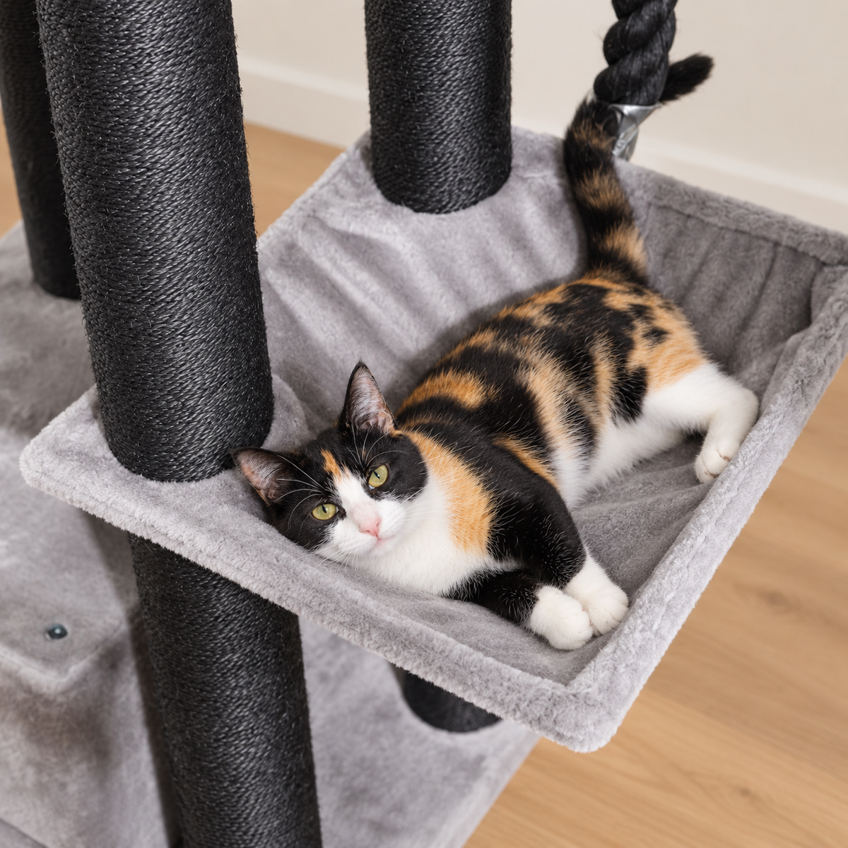 Chat couché dans le hamac de l'arbre à Chat XXL Solide