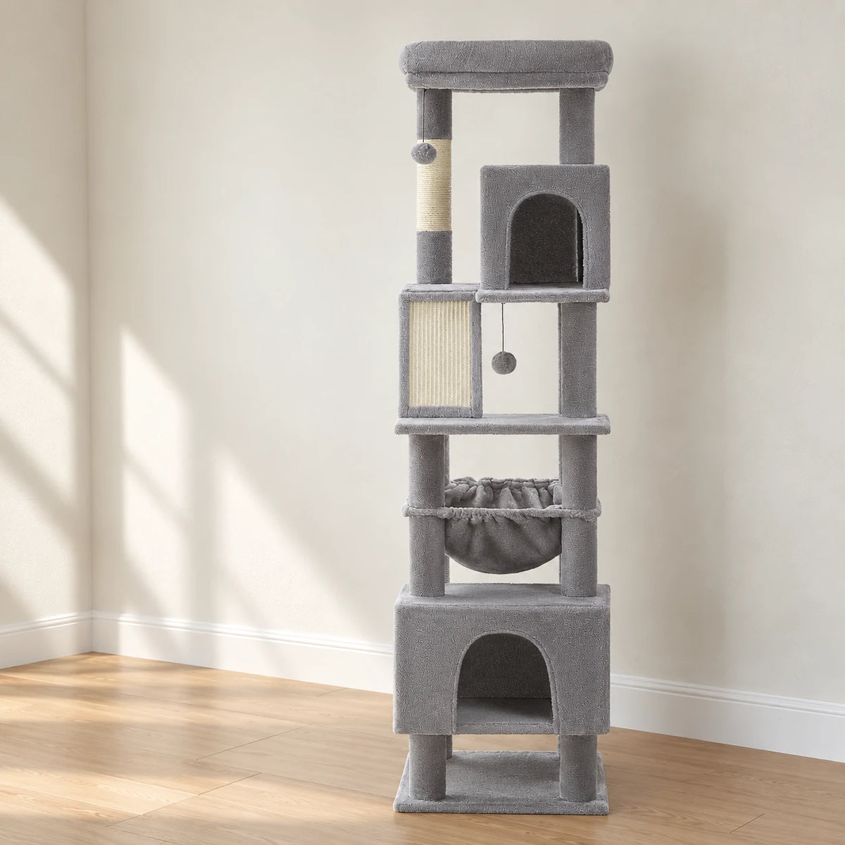 Arbre à Chat 180 cm coloris Gris clair