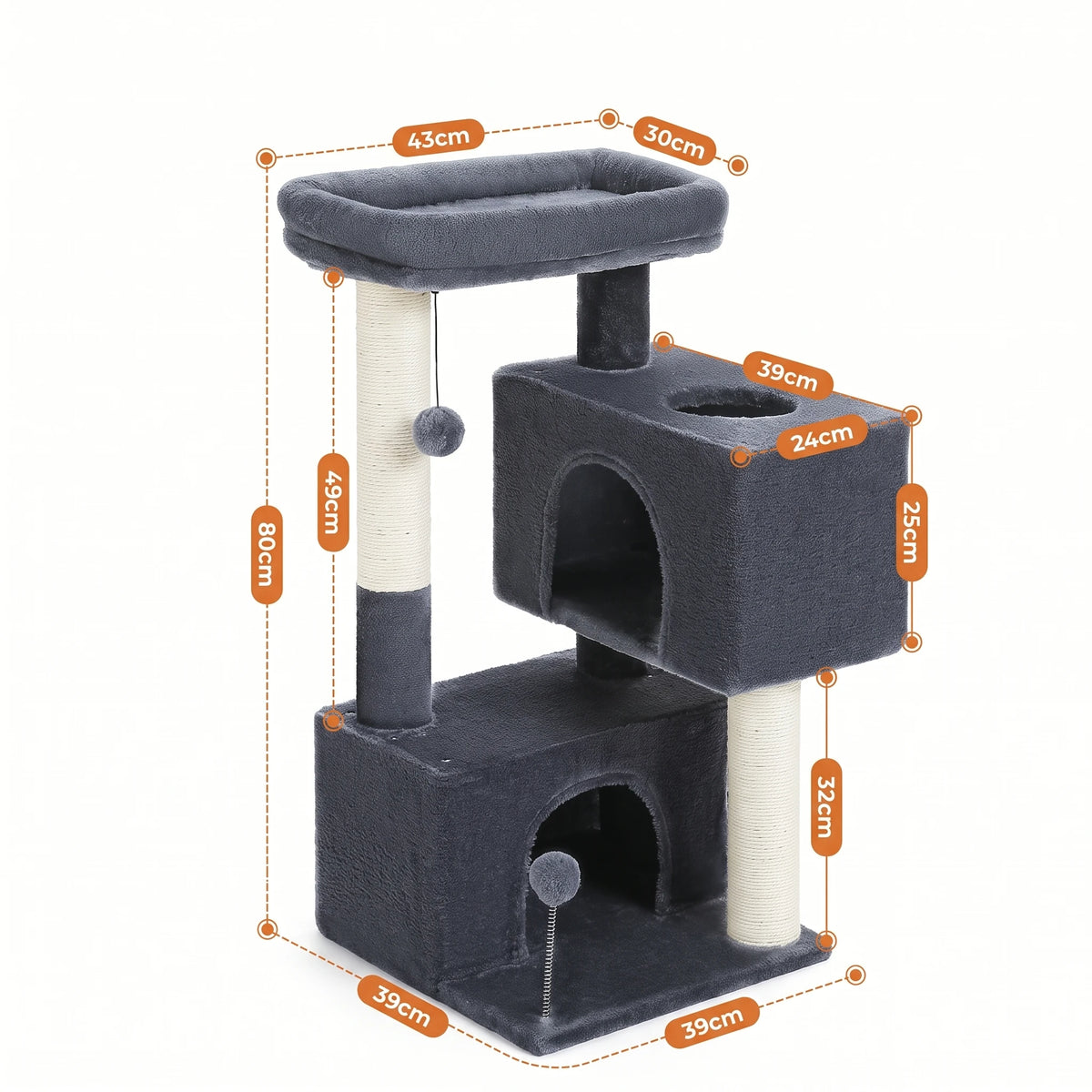 Schéma coté de l'arbre à Chat Pas Cher avec toutes les dimensions
