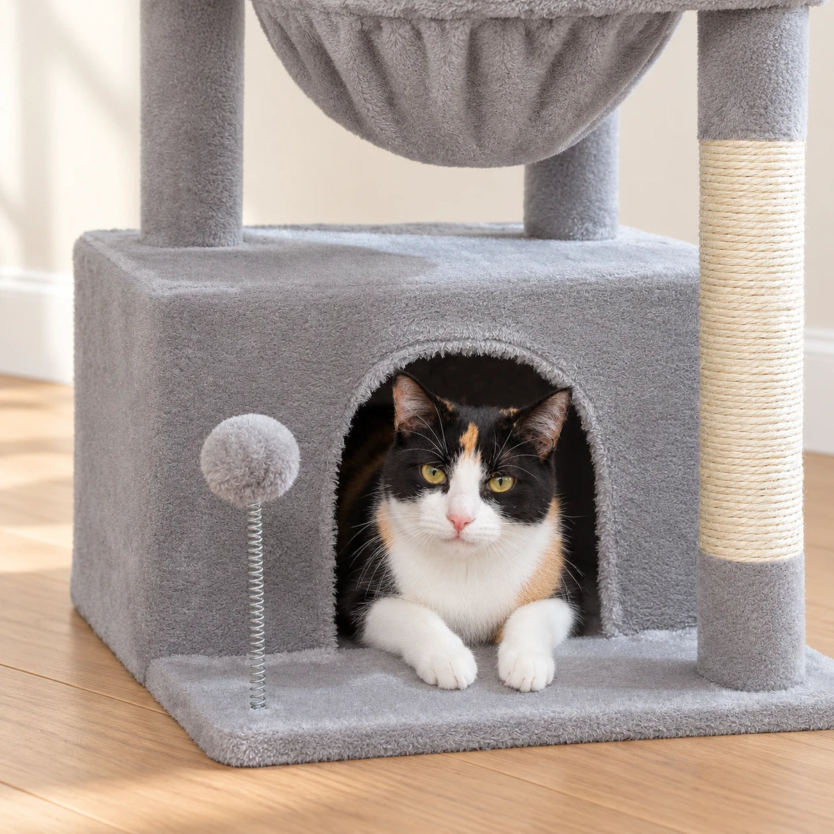 Chat installé dans la niche de l'arbre à Chat 4 en 1