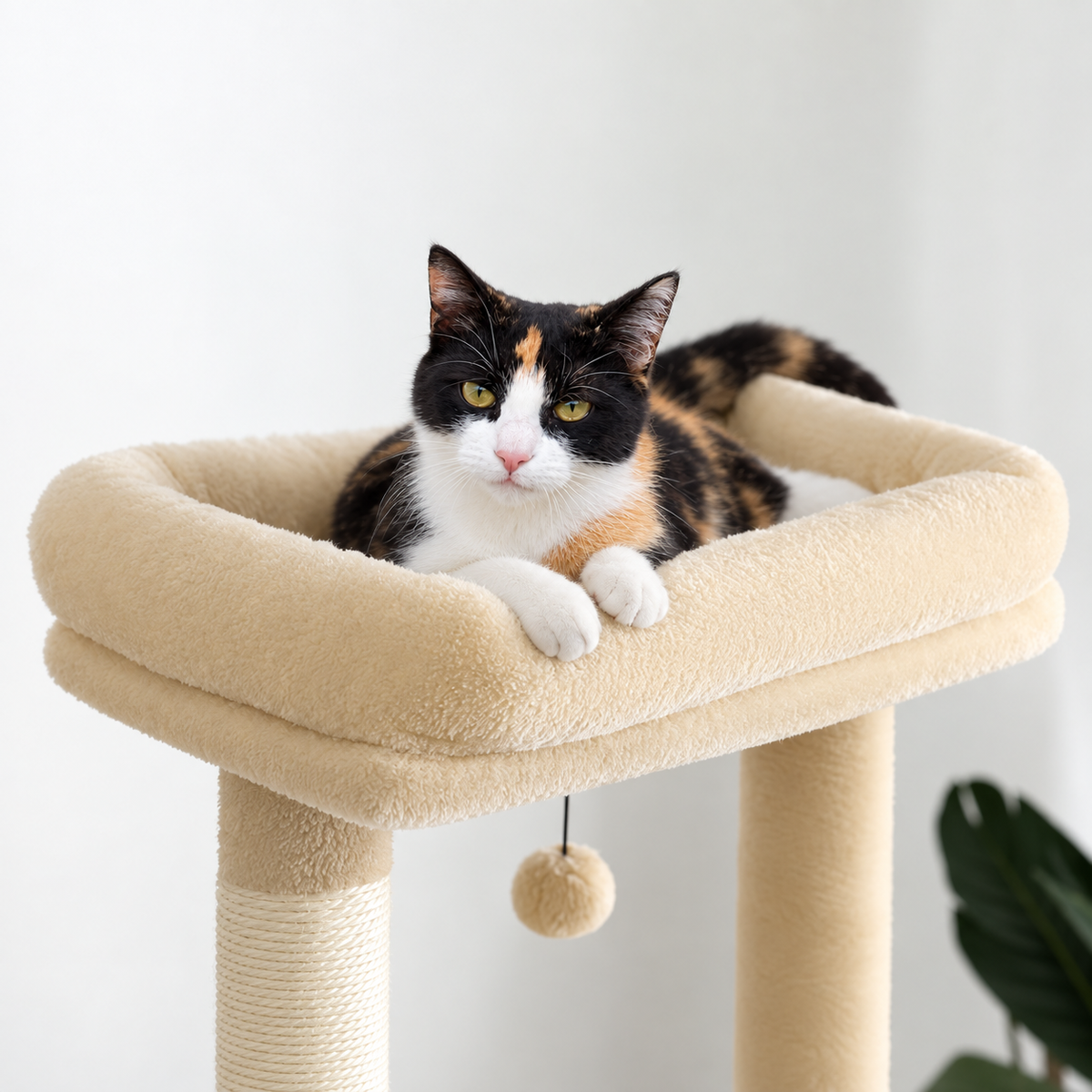Chat allongé sur le perchoir de l'arbre à Chat Classique
