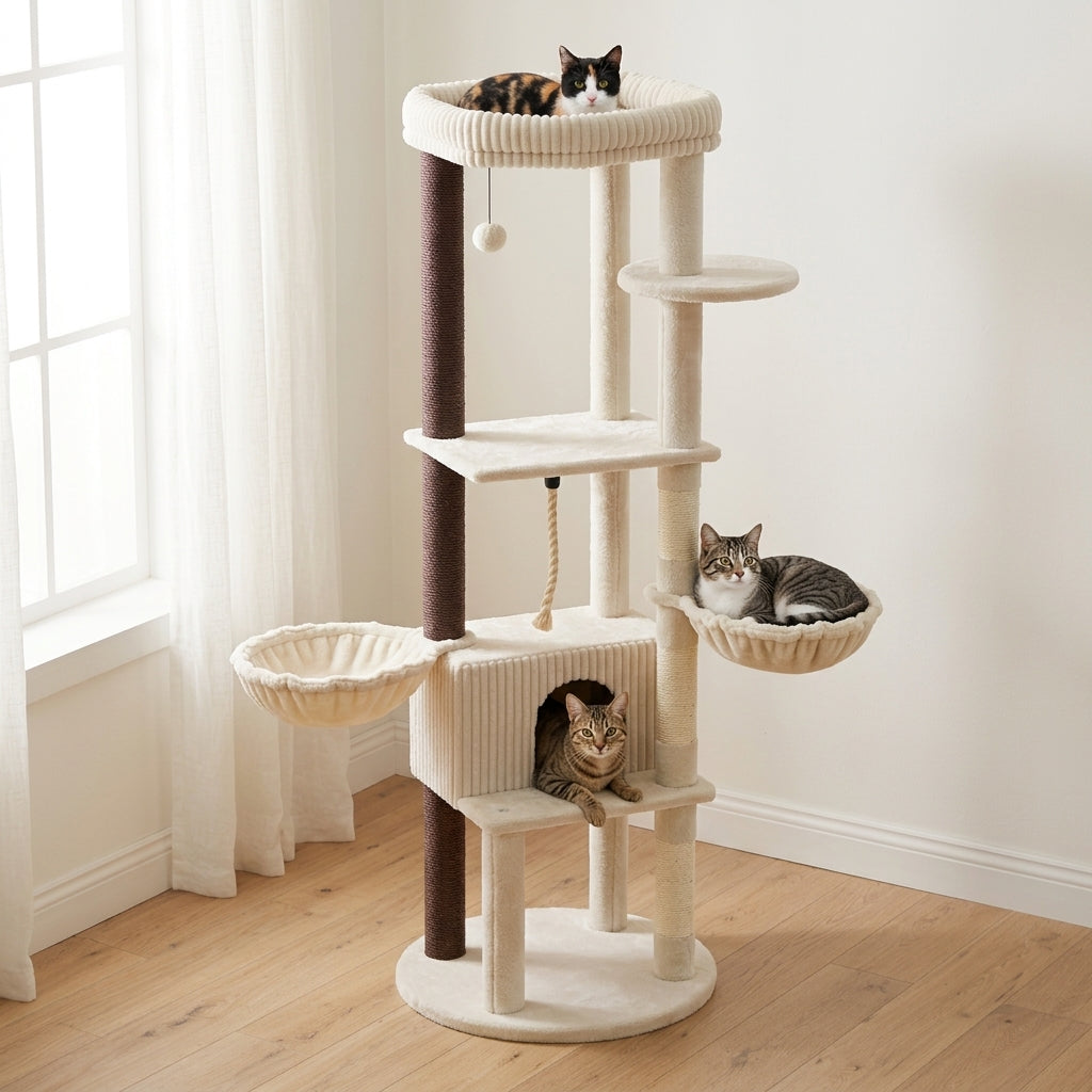 Arbre à Chat Géant installé dans un salon lumineux