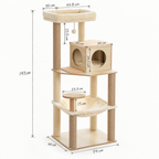 Schéma coté de l'arbre à Chat en Bois Design avec toutes les dimensions