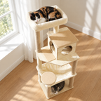 Arbre à Chat en Bois Design installé dans un salon lumineux