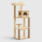 Arbre à Chat en Bois Design de 143 cm en bois avec hamac et niche en peluche