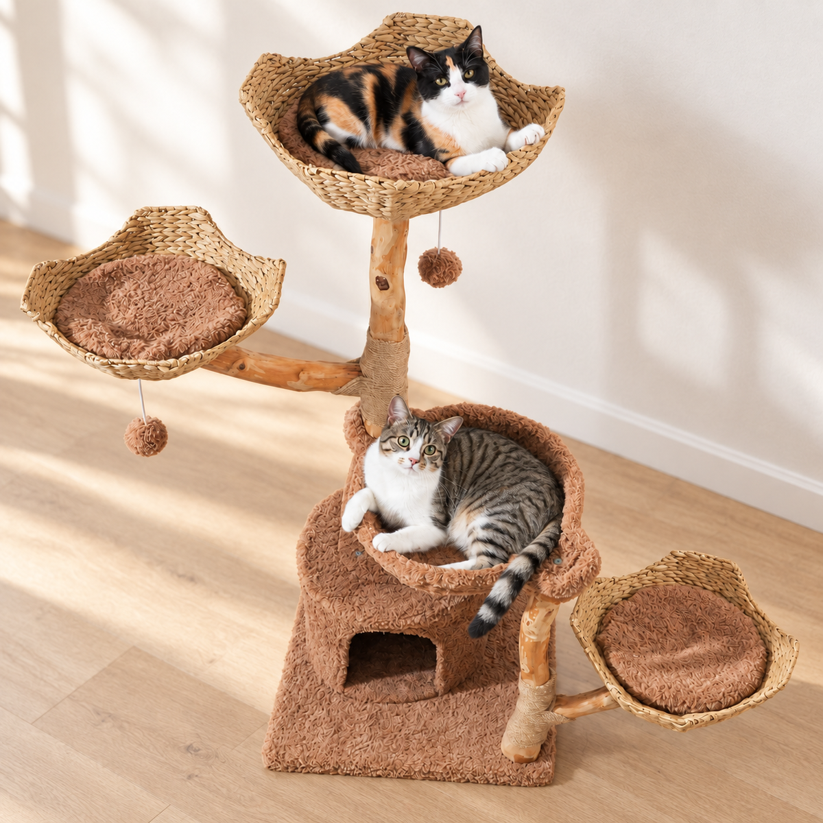 Arbre à Chat Fleur installé dans un salon lumineux