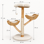 Schéma coté de l'arbre à Chat en Bois 111 cm avec toutes les dimensions