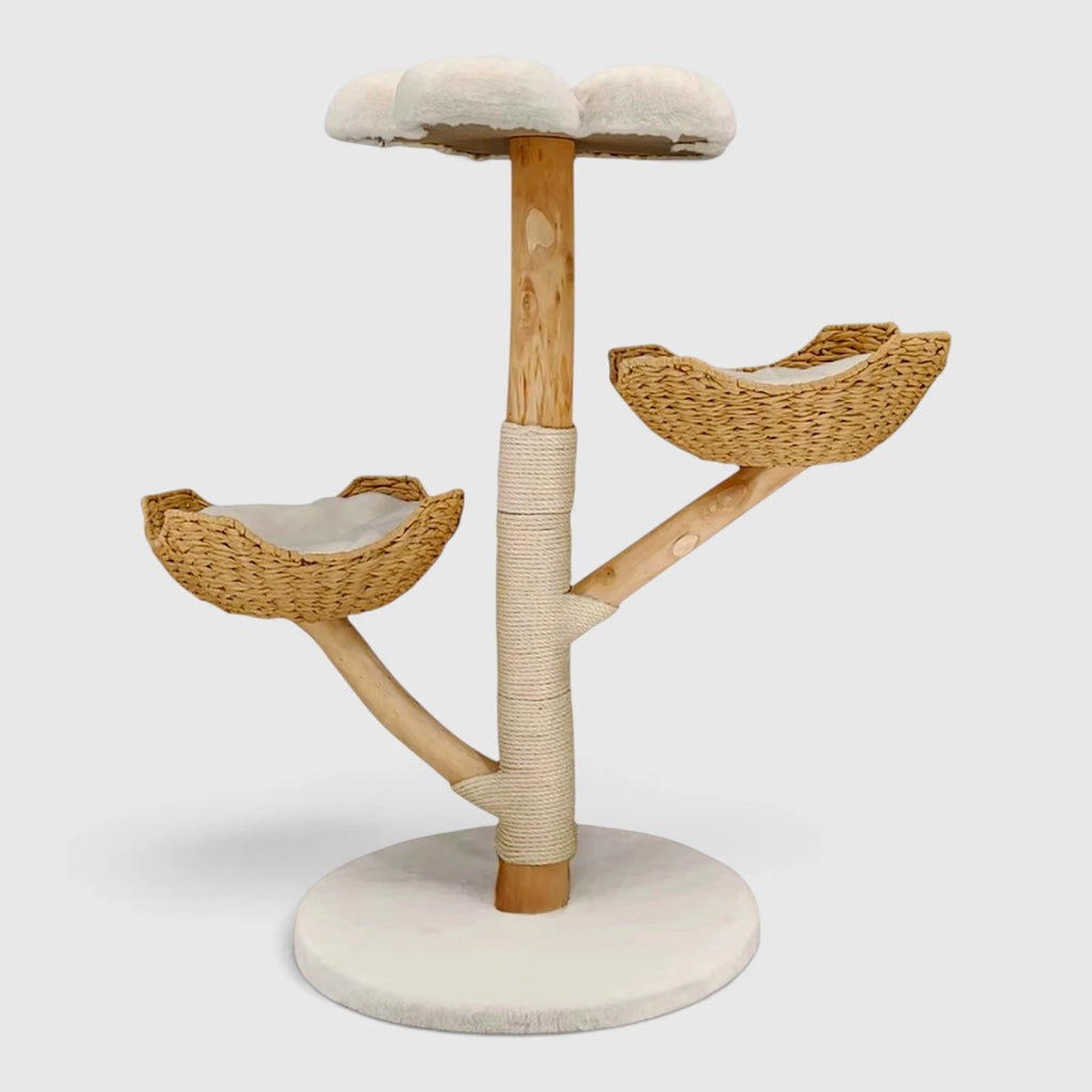 Arbre à Chat en Bois 111 cm de 111 cm en bois de saule et blanc