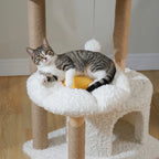 Chat allongé sur le perchoir de l'arbre à Chat Design Scandinave