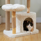 Chat installé dans la niche de l'arbre à Chat Design Scandinave