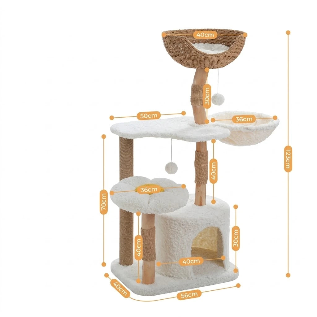 Schéma coté de l'arbre à Chat Design Scandinave avec toutes les dimensions
