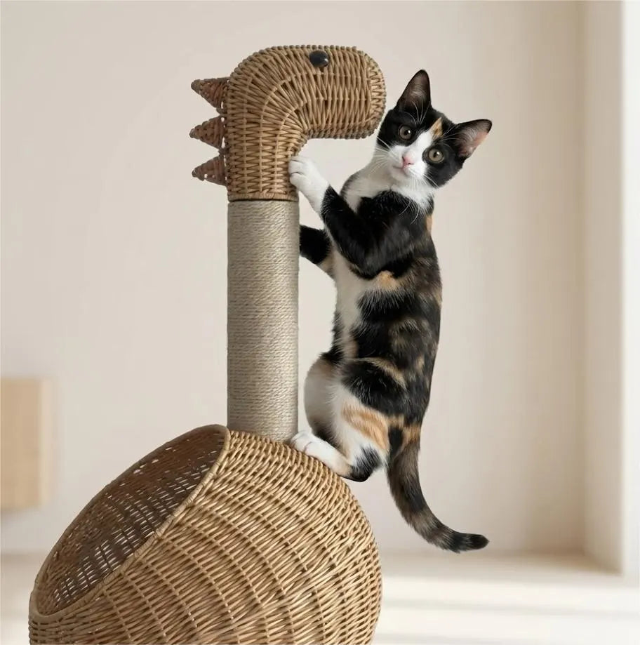 Chat faisant ses griffes sur l'arbre à Chat Dinosaure