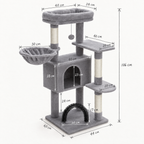 Schéma coté de l'arbre à Chat Confortable avec toutes les dimensions