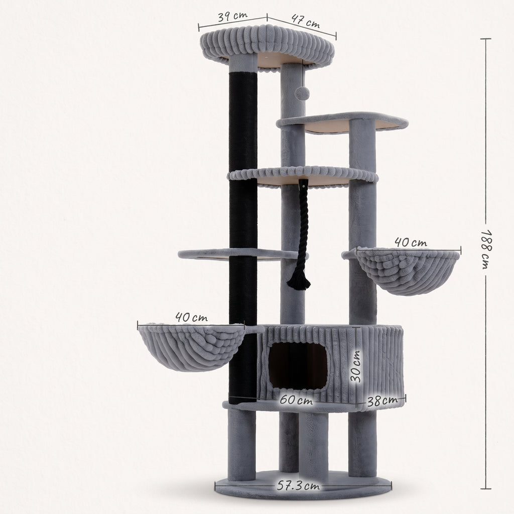 Schéma coté de l'arbre à Chat Géant avec toutes les dimensions