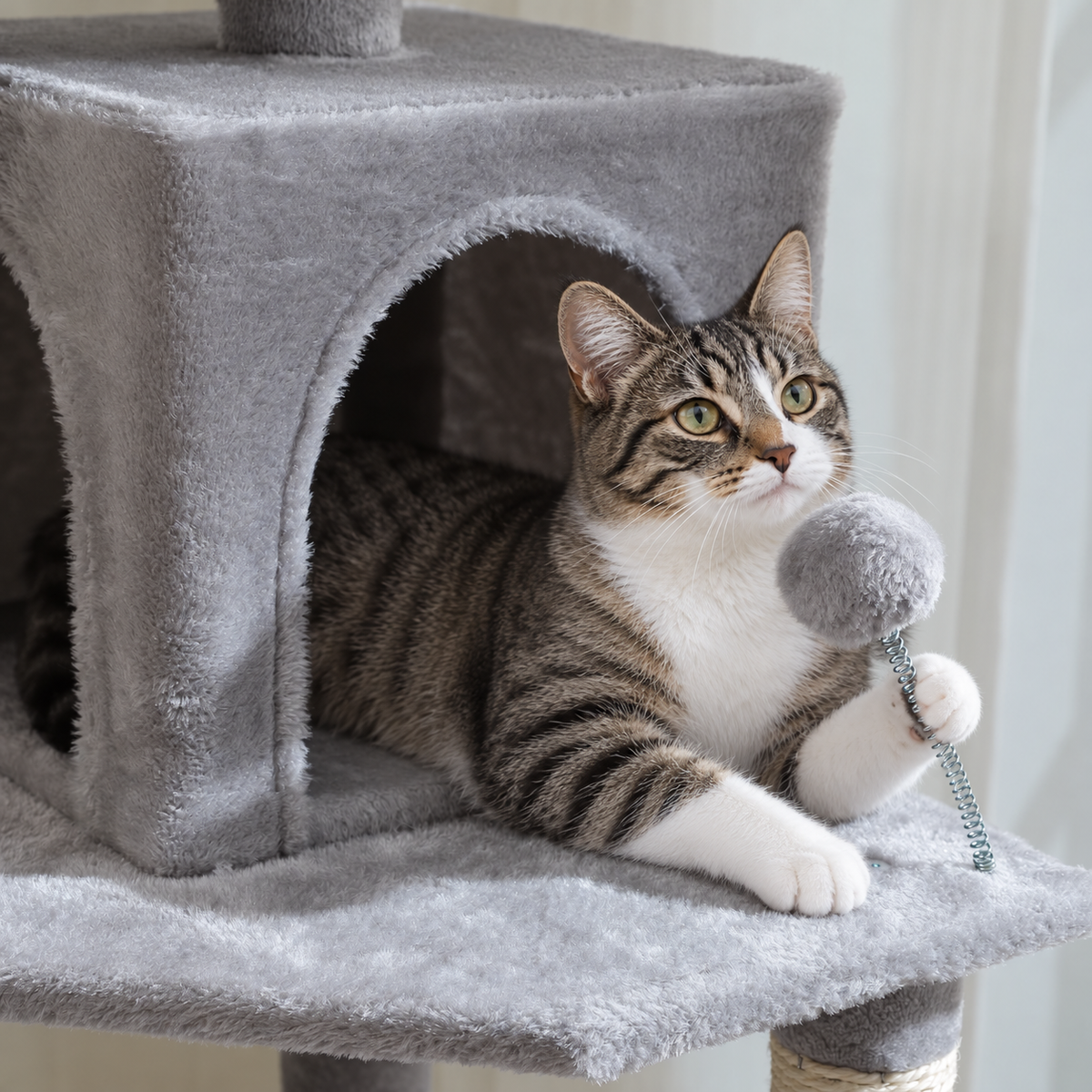 Chat installé dans la niche de l'arbre à Chat avec Hamac