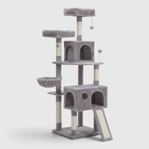 Arbre à Chat avec Hamac coloris Gris clair