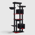 Grand Arbre à Chat Halloween de 175 cm noir et rouge avec araignée suspendue