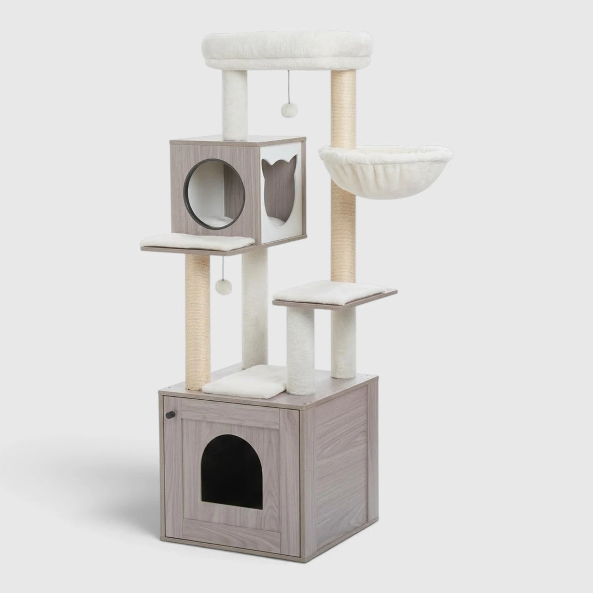 Arbre à Chat avec Litière coloris Gris clair