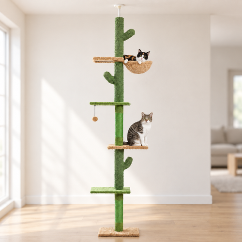 Arbre à Chat Cactus XXL installé dans un salon lumineux