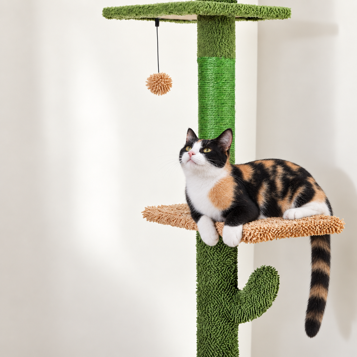 Chat allongé sur le perchoir de l'arbre à Chat Cactus XXL