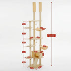 Schéma coté de l'arbre à Chat 250 cm avec toutes les dimensions