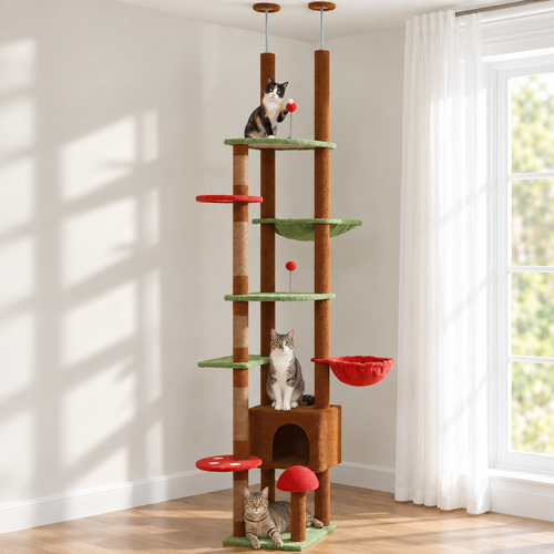Arbre à Chat Champignon XXL installé dans un salon lumineux