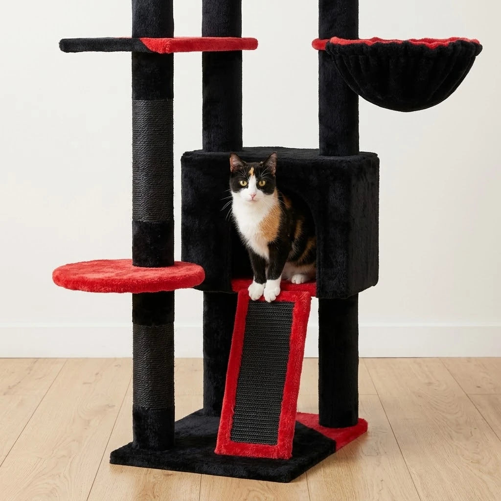 Chat perché sur l'arbre à chat halloween sol au plafond