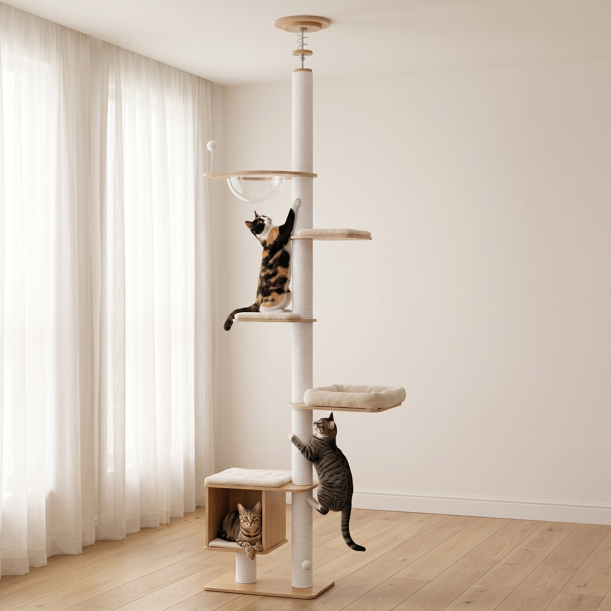 Arbre à Chat Design Luxe installé dans un salon lumineux