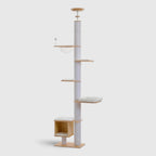Arbre à Chat Design Luxe colonne blanche du sol au plafond avec niche cube