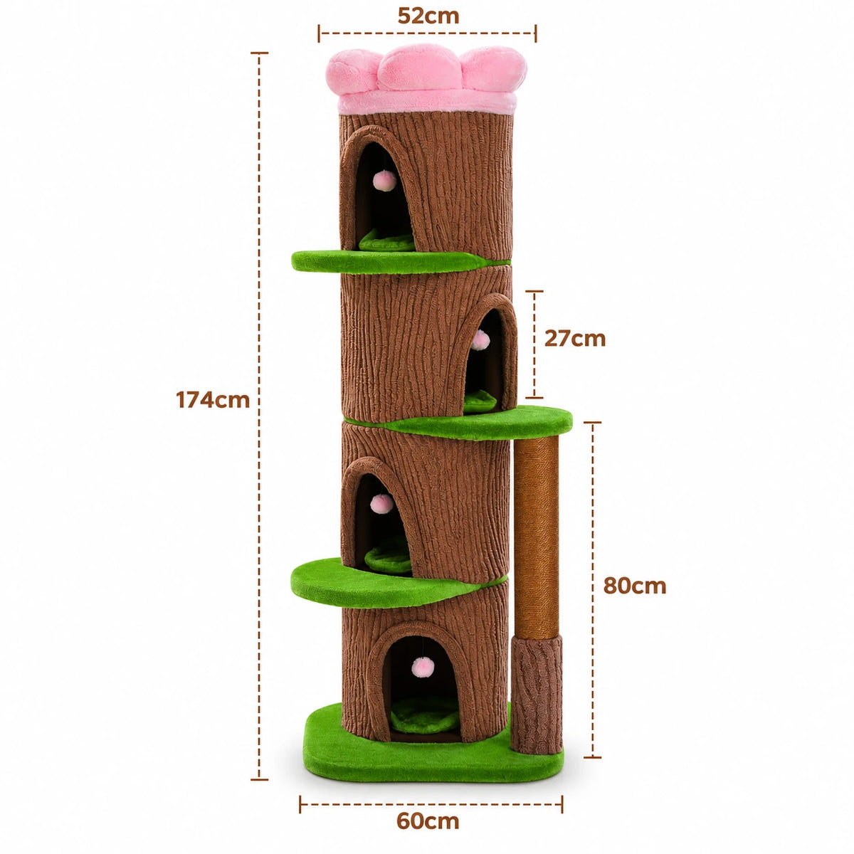 Schéma coté de l'arbre à Chat Original avec toutes les dimensions
