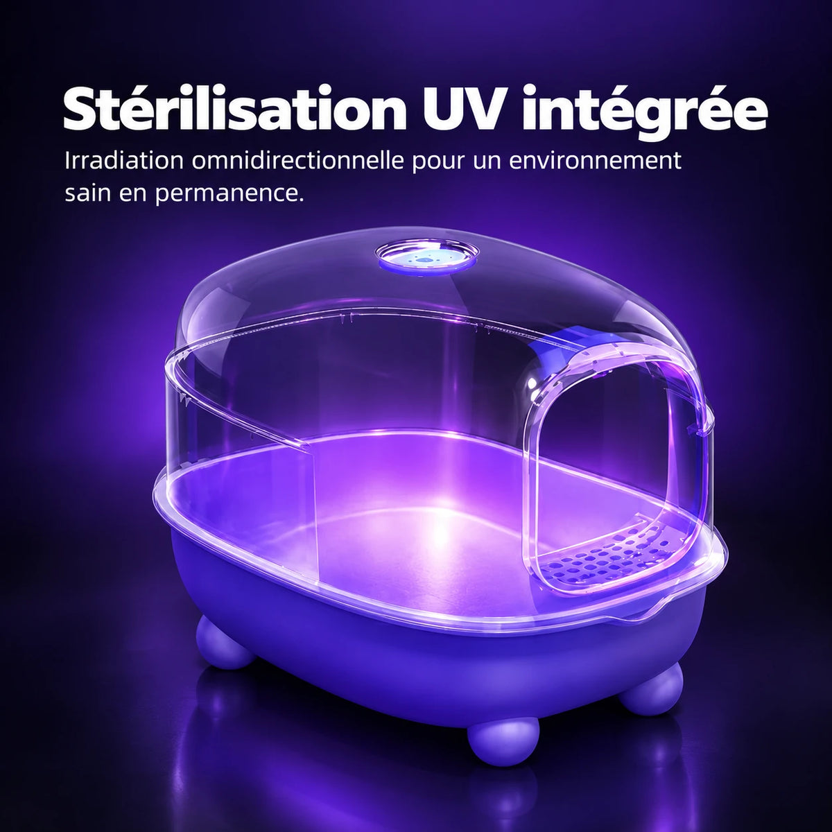 Stérilisation UV intégrée de la maison de toilette chat