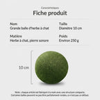 Fiche produit de la boule herbe à chat : 10 cm et 250 g