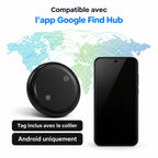 Collier localisation chat compatible Google Find Hub, Android uniquement, tag inclus