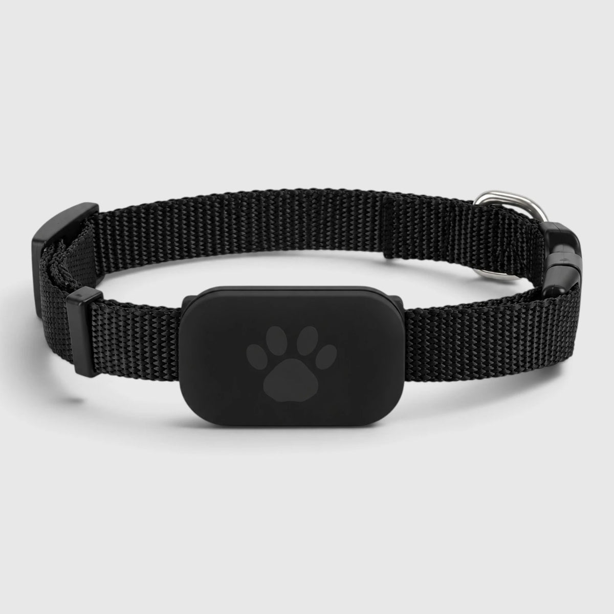Collier traceur chat noir avec boîtier en silicone à empreinte de patte