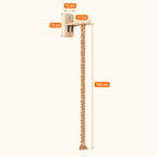 Schéma coté du griffoir mural chat : corde de 140 cm, plateforme de 17 cm