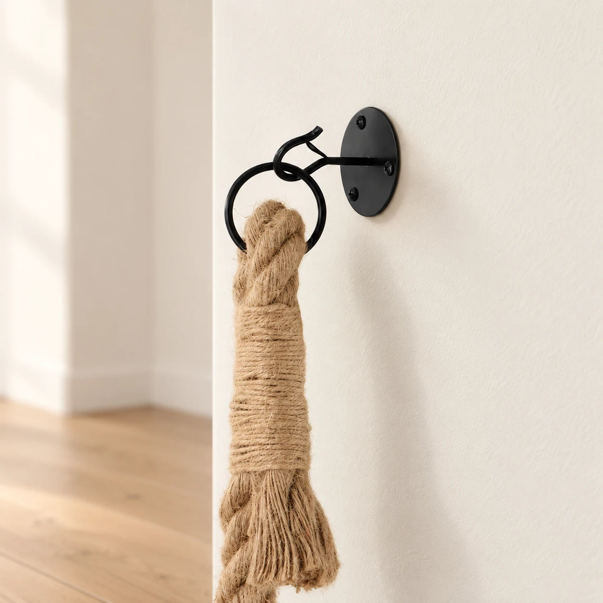 Crochet métallique noir de la corde pour chat
