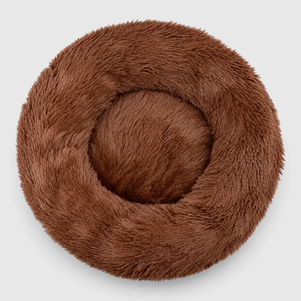 Coussin anti stress chat marron en fausse fourrure