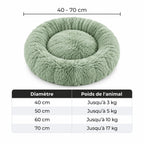 Tableau des tailles du coussin anti stress chat : 40 à 70 cm selon le poids