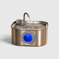 Fontaine à eau chat inox de 3,2 L avec fenêtre de niveau bleue