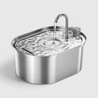 Fontaine à eau chat silencieuse ovale en inox avec bec en arc