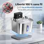 Fontaine à eau chat 100 % sans fil : eau et électricité séparées