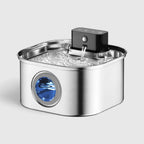 Fontaine à eau chat sans fil en inox de 3,2 L avec hublot de niveau d'eau