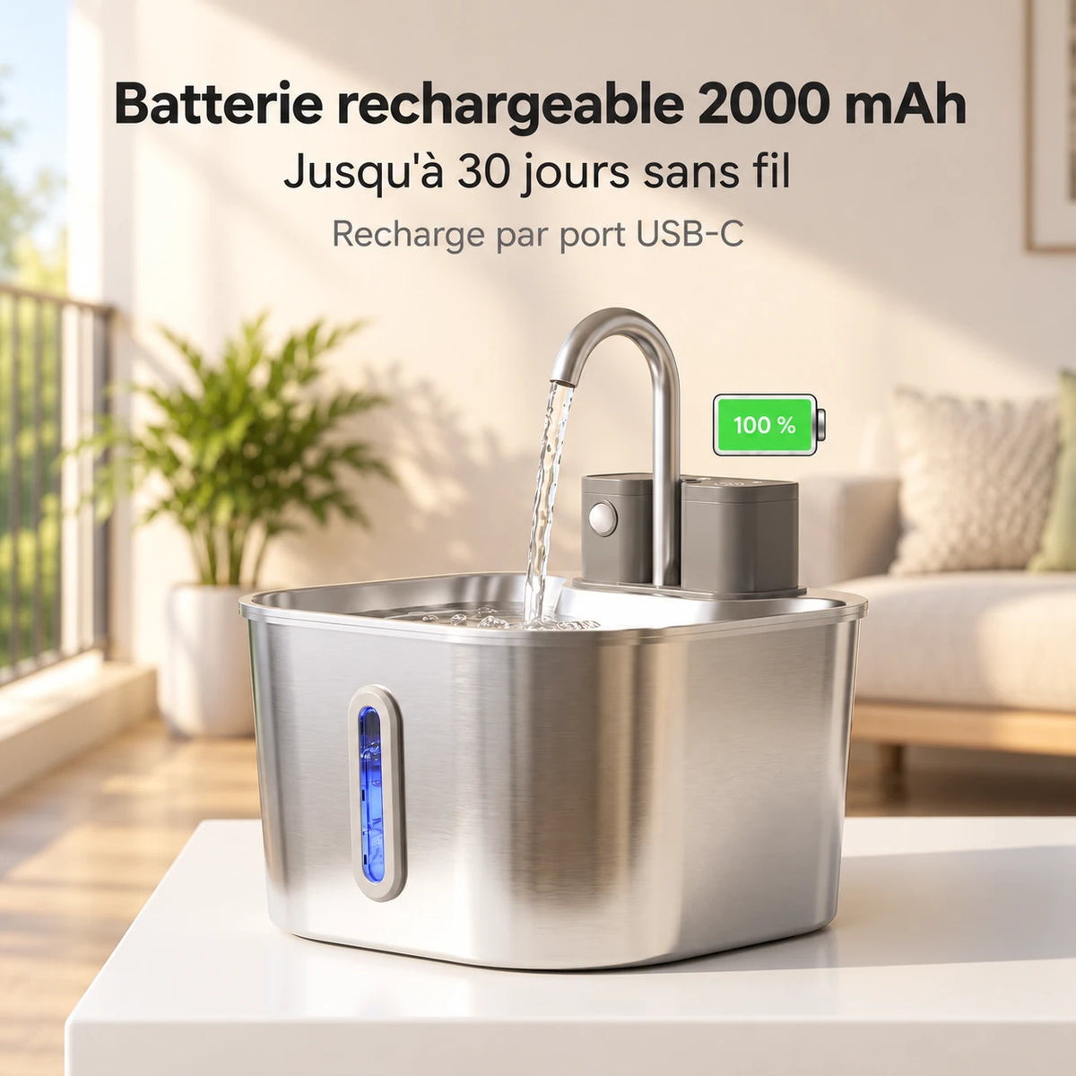 Batterie rechargeable de 2 000 mAh : 30 jours sans fil et recharge par USB-C