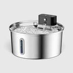 Fontaine à eau chat design ronde en inox avec module de détection noir