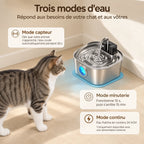 Trois modes d'eau de la fontaine chat : capteur, minuterie et continu