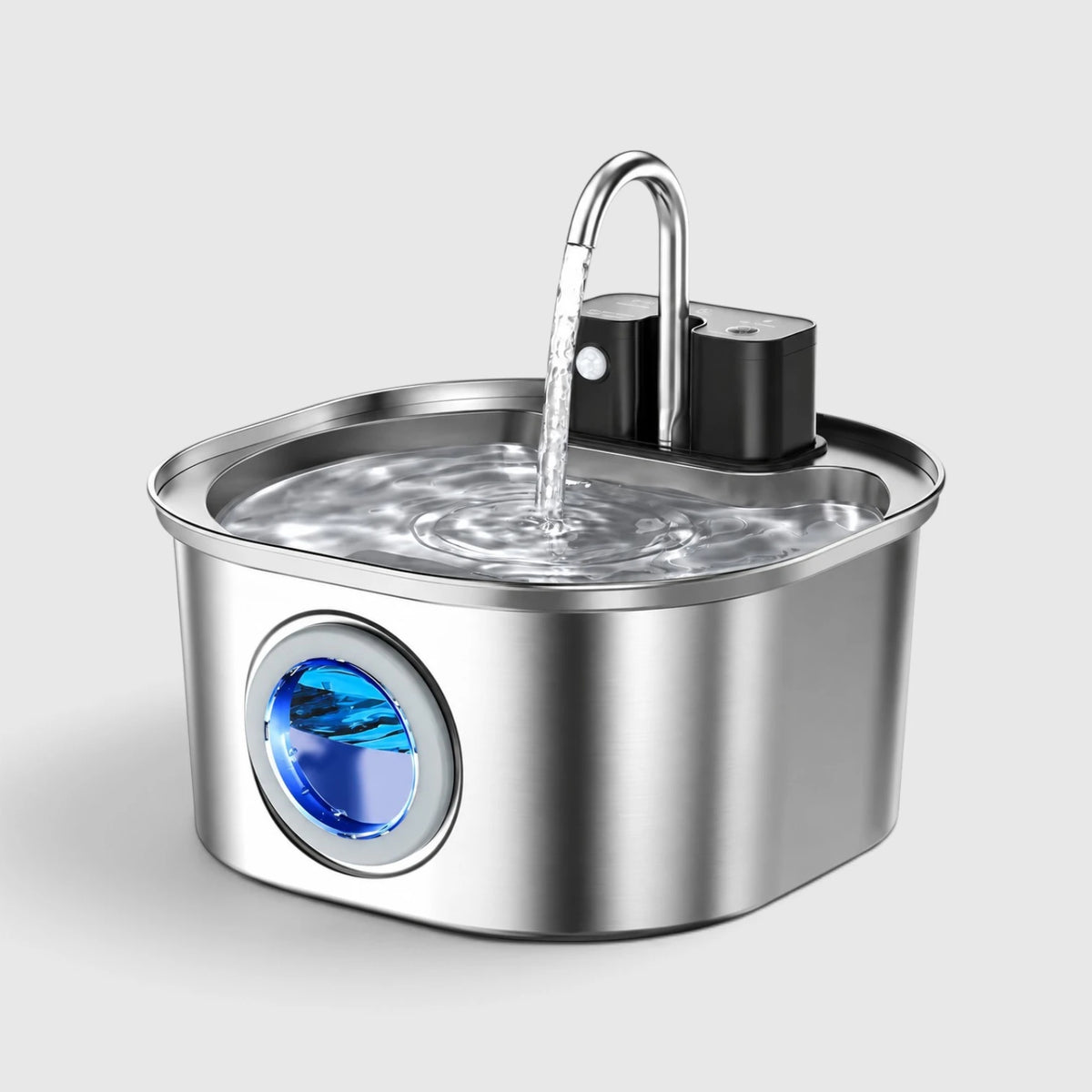 Fontaine à eau chat sur batterie en inox de 3 L avec bec en arc