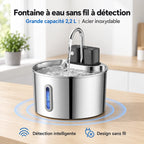 Fontaine à eau sans fil à détection de 2,2 L en acier inoxydable