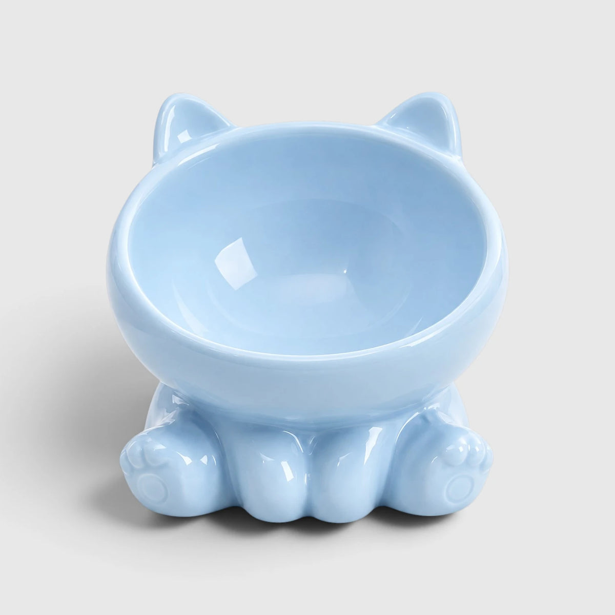 Gamelle chat céramique bleue en forme de tête de chat